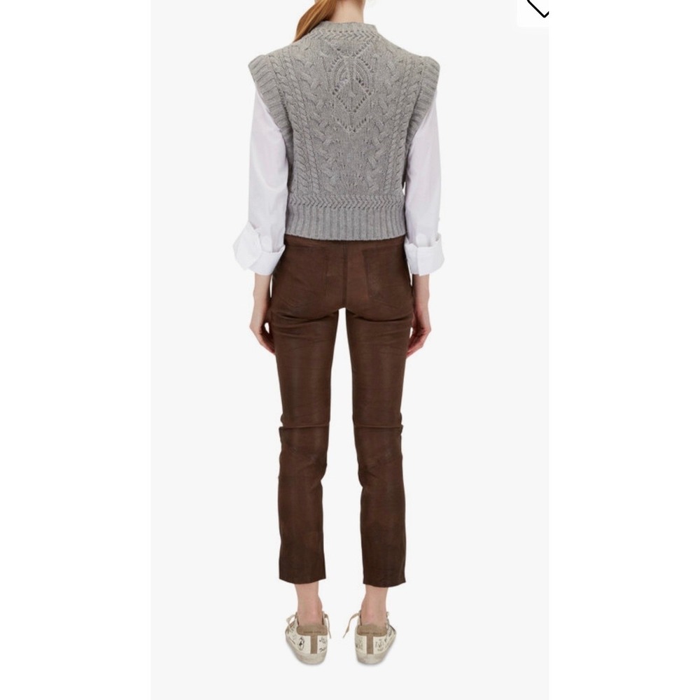 Veronica Beard Pinkett Gray Mélange Pointelle Mock Neck Sweater Vest Womens L - Picture 2 of 16